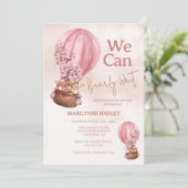 Invitation Teddy Bear Rose Bearly Wait Baby shower (Debout devant)