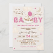 Invitation Teddy Bear rose Boho Baby shower fille (Devant)