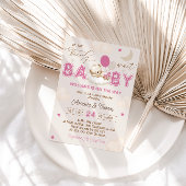 Invitation Teddy Bear rose Boho Baby shower fille