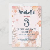 Invitation Teddy Bear Rose Girl Anniversaire (Devant)