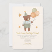Invitation Teddy Bear Sage Green Bearly Wait Baby shower (Devant)