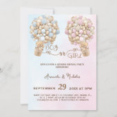 Invitation Teddy Bear Soft Rose & Ballons Bleus Révélation de (Devant)