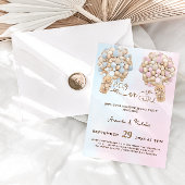 Invitation Teddy Bear Soft Rose & Ballons Bleus Révélation de