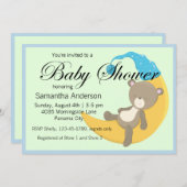Invitation Teddy Bear sur le Baby shower Crescent Moon (Devant / Derrière)