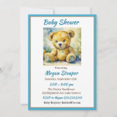 Invitation Teddy Bear thème Baby shower du garçon (Devant)