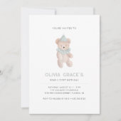 Invitation Teddy Bear Thème Premier Anniversaire (Devant)