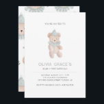 Invitation Teddy Bear Thème Premier Anniversaire<br><div class="desc">Nous pouvons le croire à l'oeil nu ! Votre petit en tourne un,  amusez-vous avec cette adorable invitation de premier anniversaire rustique vintage aquarelle. Parfait pour les petits garçons ou les filles,  et entièrement personnalisable.</div>