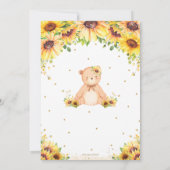 Invitation Teddy Bear Tournesol Floral Christening Baptême (Dos)