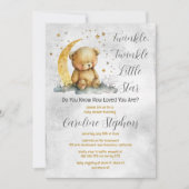 Invitation Teddy Bear Twinkle Twinkle Little Star Baby shower (Devant)