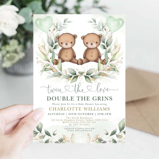 Invitation Teddy Bear Twins