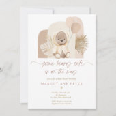 Invitation Teddy Bear Un Baby shower Boho De Beary Cute (Devant)