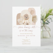 Invitation Teddy Bear Un Baby shower Boho De Beary Cute (Debout devant)