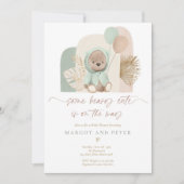 Invitation Teddy Bear Un Baby shower Boho De Beary Cute (Devant)
