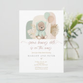 Invitation Teddy Bear Un Baby shower Boho De Beary Cute (Debout devant)