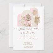 Invitation Teddy Bear Un Baby shower Boho De Beary Cute (Devant)