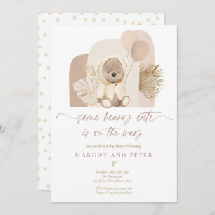 Invitation Teddy Bear Un Petit Béaire Cute Boho Baby Douche