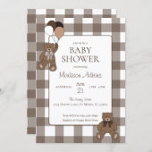 Invitation Teddy Bears Baby Boy Brown Baby Shower (Devant / Derrière)