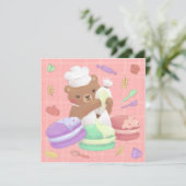 Invitation Teddy le Baker avec Macarons (Debout devant)