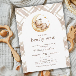 Invitation Teddy Lune Ours Beige Baby shower neutre pour les 