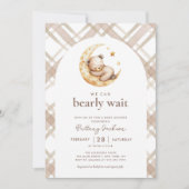 Invitation Teddy Lune Ours Beige Baby shower neutre pour les  (Devant)