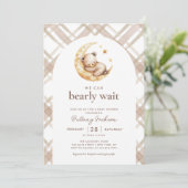 Invitation Teddy Lune Ours Beige Baby shower neutre pour les  (Debout devant)
