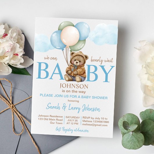Invitation Teddy ours baby shower bearly attend mignonette te