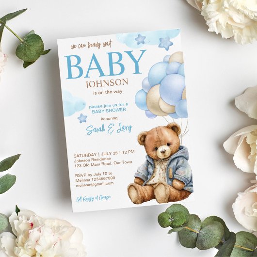 Invitation Teddy ours baby shower bearly attend mignonette te