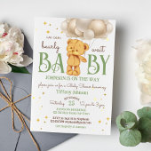 Invitation Teddy ours bearly attends vert brun baby shower