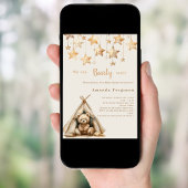 Invitation Teddy ours étoiles tipee Baby shower boho