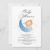 Invitation Teddy ours lune étoile or Baby shower (Devant)