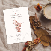 Invitation Teddy ours mignon baby shower coeur