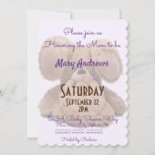 Invitation Teddy ours or parties scintillant lumières violet  (Dos)
