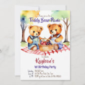 Invitation Teddy ours pique-nique fête d'anniversaire mignonn (Devant)