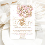 Invitation Teddy Ours Rose Coeur & Balloon Baby Girl Douche<br><div class="desc">Teddy Ours Rose Coeur & Balloon Baby Girl Douche Invitation</div>