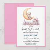 Invitation Teddy Pink Bear We Can Bearly Wait (Devant / Derrière)
