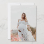 Invitation Teddy Polar Ours rose Balloon Baby shower fille (Dos)