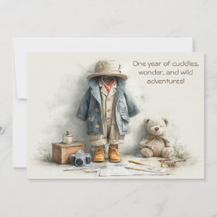 Invitation Teddy Safari Explorer - 1er anniversaire
