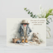 Invitation Teddy Safari Explorer - 1er anniversaire (Debout devant)