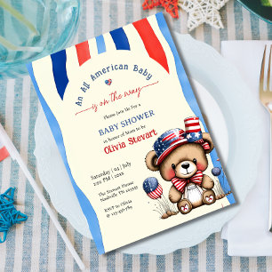 Invitation Teddy Un Bébé Tout à Fait Américain Fête Prénatale