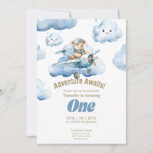 Invitation Teddy's Sky-High Première Aventure d'anniversaire (Devant)