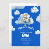 Invitation Teddy's Sky Safari : 1er Anniversaire Expédition (Devant / Derrière)