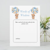 Invitation Teddysage pour Baby Shower Bleu pois de poker (Debout devant)