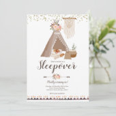 Invitation Tee Pee Sleepover Fille Anniversaire Fête Invitati (Debout devant)