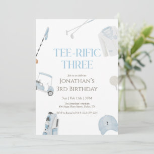 Invitation Tee-Rific Trois Golfe Anniversaire Bleu Prépa