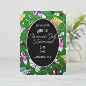 Invitation Tee Time Girly Tournoi de golf Noir (Debout devant)