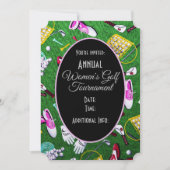 Invitation Tee Time Girly Tournoi de golf Noir (Devant)