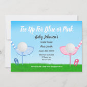 Invitation Tee Up Blue ou Rose Golf Baby shower de révélation (Devant)