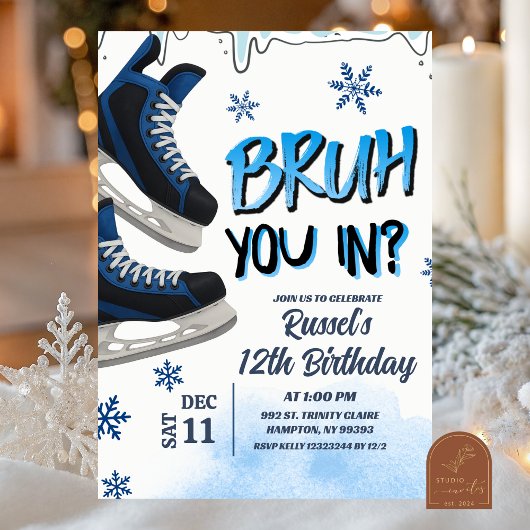 Invitation Teenager Skate Bruh You In Birthday Party Invitati
