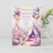 Invitation Teepee de Naissance Charmant et Coloré pour une So (Debout devant)