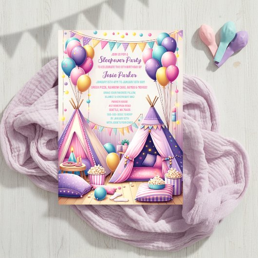 Invitation Teepee de Naissance Charmant et Coloré pour une So